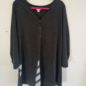 J Crew Women's Black Polka Dot Mini Dress Long Sleeve Minimalist Preppy Medium